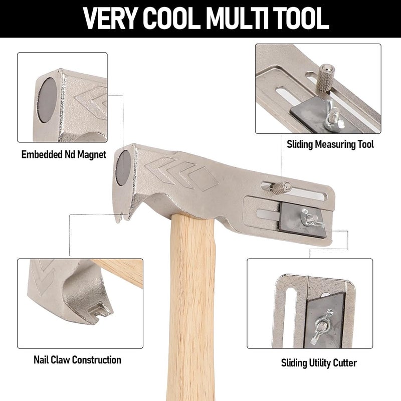 Bewinner Roofing Hammer, Multi Function Portable Shingler Hammers with Ergonomic Handle, Hacha Para Roofing, Magnetic Nail Holder for Roof Construction Repair - Image 4